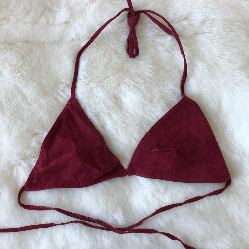 Red Vegan Suede Bralette Top